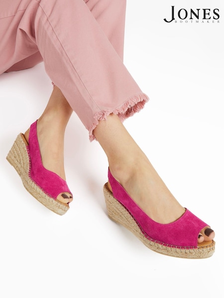 Розовый - Jones Bootmaker Ladies Natural Rosanna Slingback Wedges (T72734) | €105