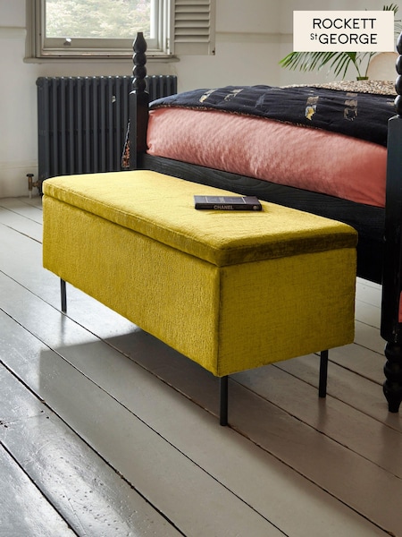 Rockett St George Luxe Needlecord Velvet Vintage Green Loren Storage Ottoman Bench (T72741) | €377