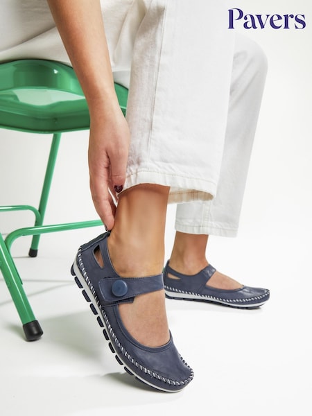 أزرق داكن - Pavers Leather Touch Fastening Mary Janes (T74084) | ‏268 ر.س.‏