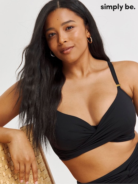 Simply Be Black Magisculpt Twist Front Wired Bikini Top (T74255) | ₪131