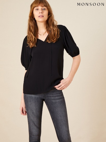Monsoon Black Shirred Tunic With Lenzing™ EcoVero™ (T74697) | 17 €