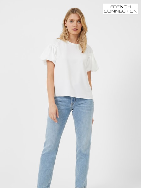 French Connection Crepe Light Puff Sleeve Top (T75065) | 335 LEI
