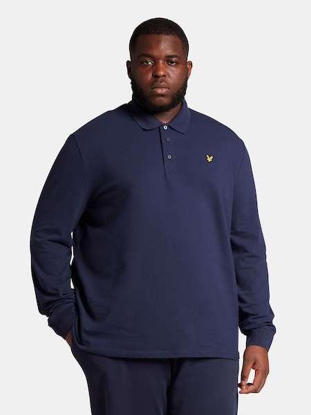 Lyle & Scott Navy Blue Plus Size Long Sleeve Polo Shirt (T75485) | €21