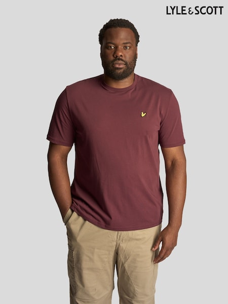 Lyle & Scott Burgundy Red 100% Cotton Big Crew Neck T-Shirt (T75487) | AED87