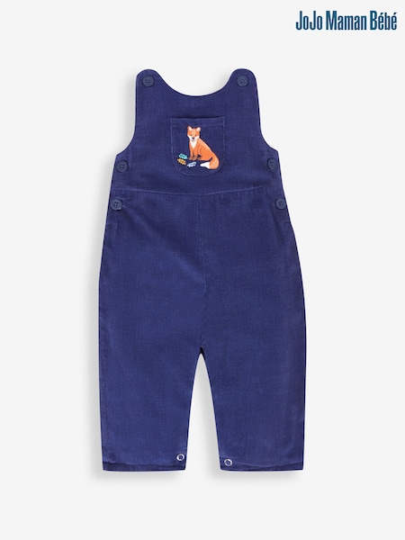JoJo Maman Bébé Navy Blue Fox Embroidered Pocket Cord Dungarees (T75712) | 1,488 UAH