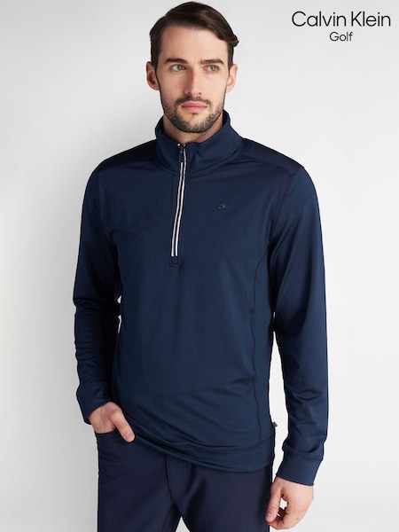 Calvin Klein Golf Blue Orbit Quarter Zip Jumper (T75778) | AED131