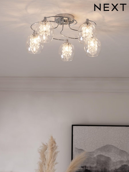 Clear Bella 5 Light Flush Fitting Ceiling Light (T75836) | €131