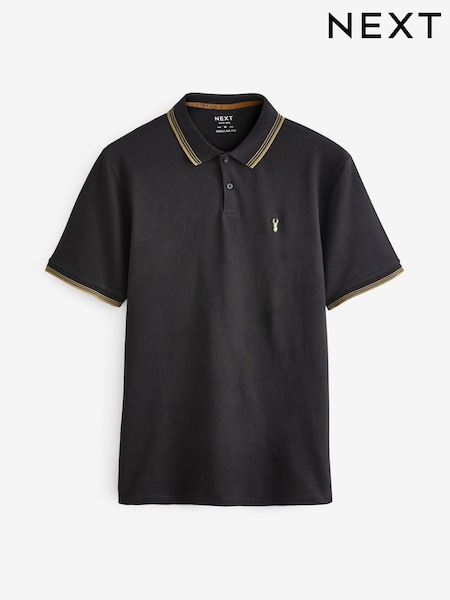 Black/Gold Tipped Regular Fit Polo Shirt (T76187) | €9