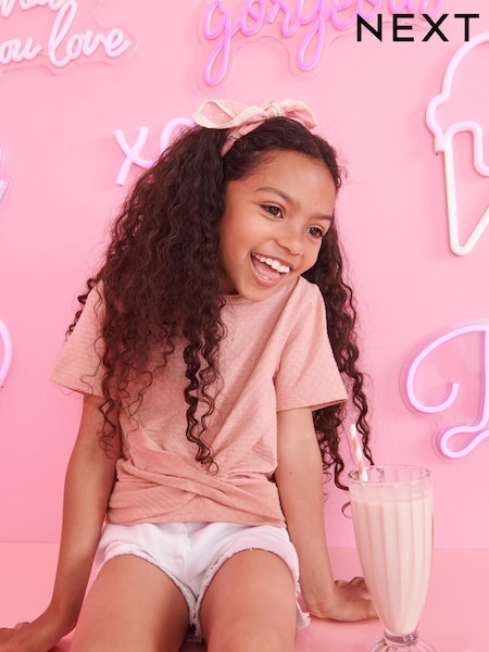 rožnata - Textured Ballet Wrap Top (3-16yrs) (T76569) | € 8 - € 12