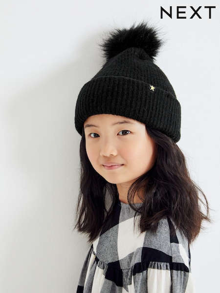 Black Pom Pom Beanie Hat (3-16yrs) (T76625) | €2 - €5.50
