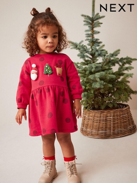 Red Christmas Character Sweat Dress (3mths-7yrs) (T76814) | € 11 - € 14