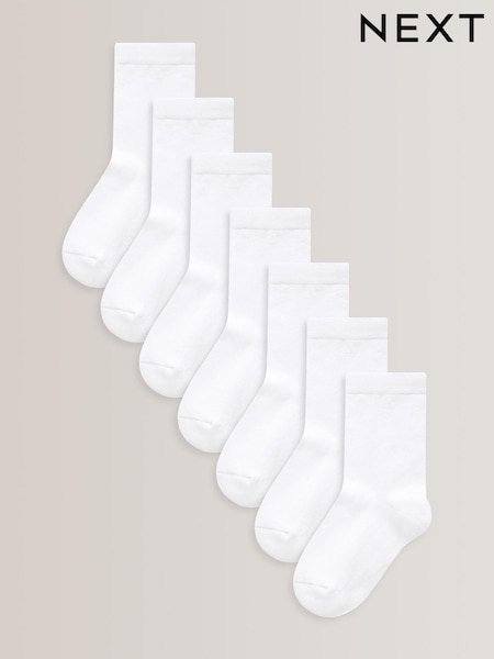 White 7 Pack Cotton Rich Socks (T77755) | $14 - $18