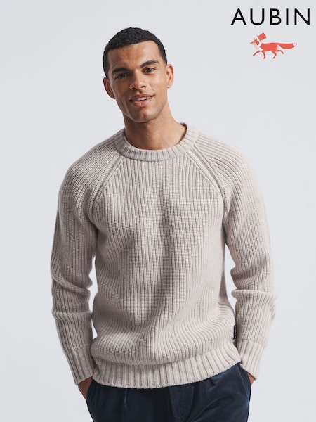 Aubin Grey Crail Fisherman Rib Crew Neck Jumper (T77901) | R$ 1,470
