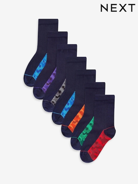 Marineblau, Camouflage, Fußbett - Cotton Rich Socks 7 Pack (T77931) | 9 € - 11 €