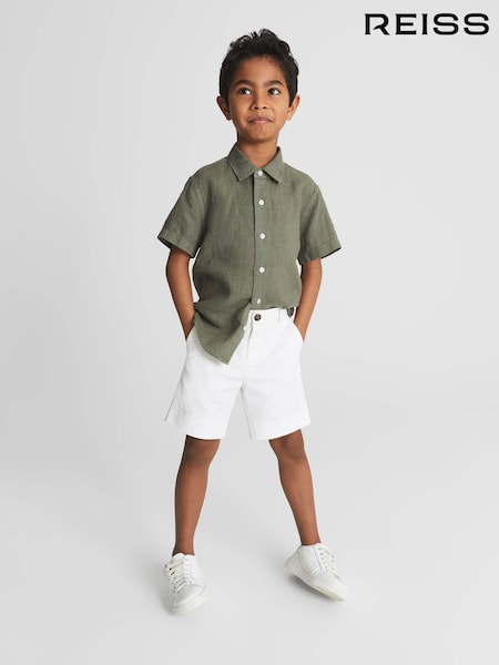 Alb - Pantaloni scurți chino casual REISS Wicket (T78448) | 215 LEI
