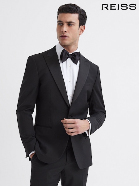 Reiss Black Poker Modern Fit Satin Lapel Tuxedo Jacket (T78453) | €476