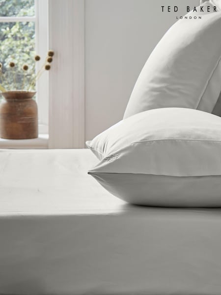 Ted Baker Silver Silky Smooth Plain Dye 250 Thread Count 100% Cotton Fitted Sheet (T78833) | AED209 - AED329