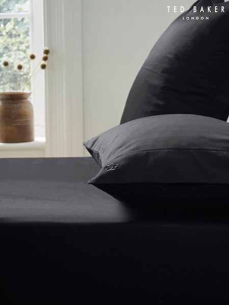 Ted Baker Black Silky Smooth Plain Dye 250 Thread Count 100% Cotton Fitted Sheet (T78834) | AED209 - AED329