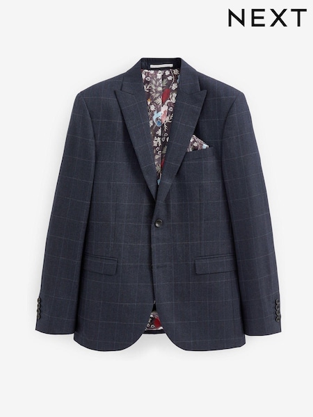 Blue Slim Fit Signature Empire Mills 100% Wool Check Suit Jacket (T79057) | €55