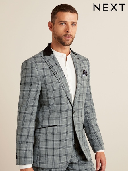 Light Grey Check Suit Jacket (T79073) | €56