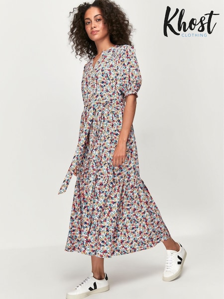 Khost Blue Clothing Ditsy Star Print Midi Dress (T79147) | €26