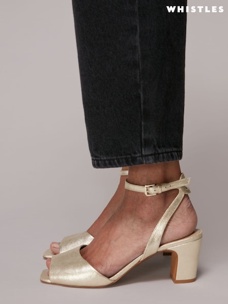 זהב - Whistles Block Heel Emerson Sandals (T79391) | ‏800‏₪