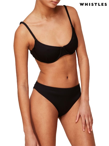Whistles Black Ribbed Underwire Bikini Top (T79392) | €61