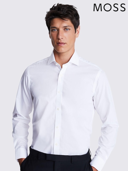 MOSS White Tailored Fit 100% Cotton Zero Iron Shirt (T79655) | €71