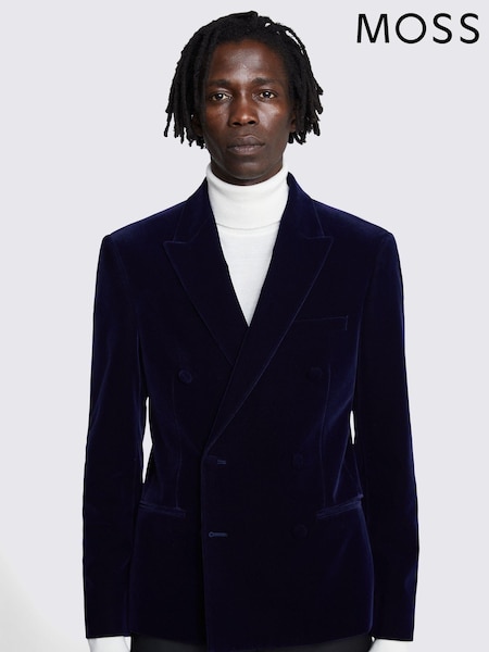 MOSS Ink Blue Slim Fit Velvet Dress Suit Jacket (T79953) | €89