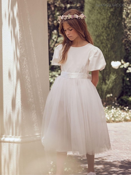 Angel & Rocket White/Ivory Celine Taffeta Tulle Bow Dress (T80077) | €95 - €109