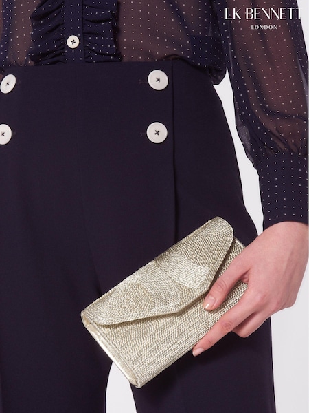 LK Bennett Gold Lucia Soft Rope Metallic Clutch Bag (T80118) | €293