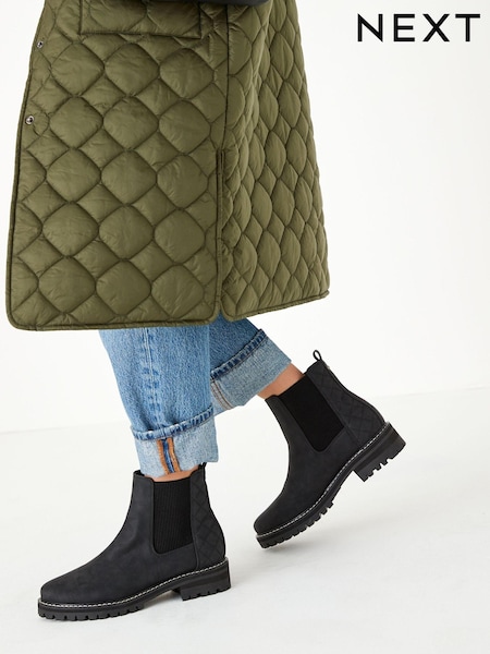 Black Regular/Wide Fit Forever Comfort® Chunky Chelsea Boots (T80302) | €8