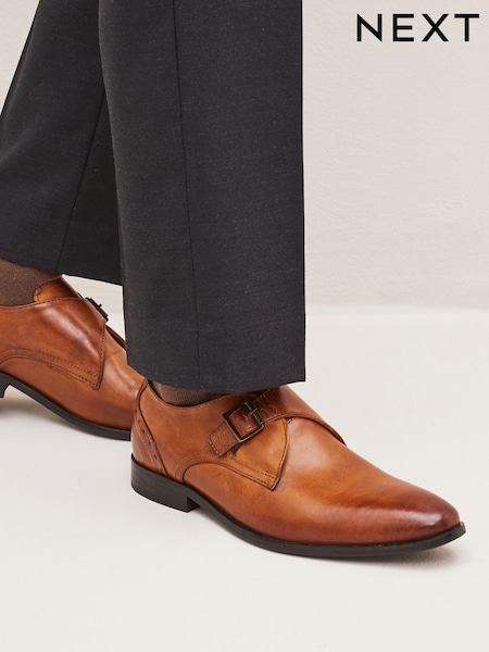 Tan Brown Single Strap Monk Shoes (T80726) | €24