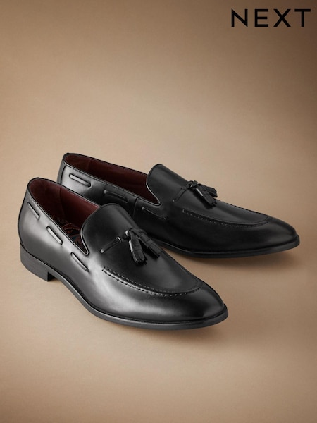 Black Signature Leather Tassel Loafers (T80727) | €49.50