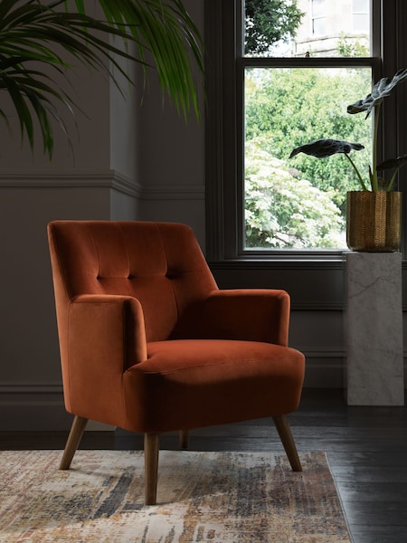 Soft Velvet Rust Brown Carter Armchair (T81768) | €305