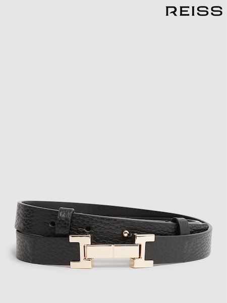 Reiss Black Hayley Leather Square Hinge Belt (T82070) | €85