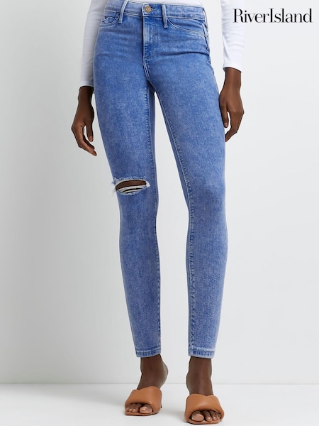 River Island Bright Blue Mid Rise Skinny Jean (T82215) | €18