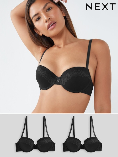 Black Pad Balcony Cotton Blend Bras 2 Pack (T82876) | €14