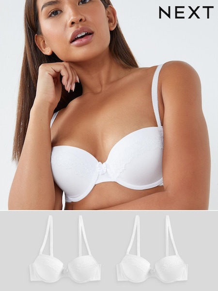White Pad Balcony Cotton Blend Bras 2 Pack (T82878) | €14