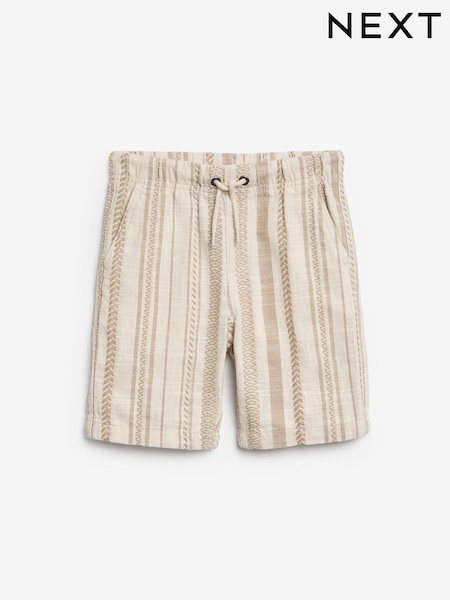 Neutral 100% Cotton Textured Stripe Shorts (3-16yrs) (T83014) | €6.50 - €9