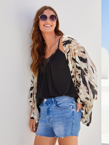 Zebra Short Kimono Cover-Up (T83043) | €19.50