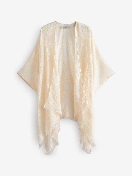 Crème - Kimono texturé transparent (T83056) | € 14