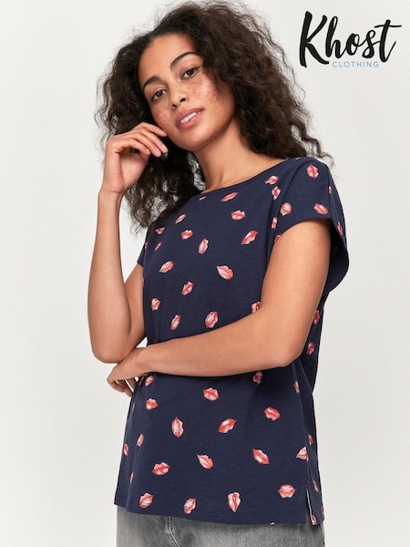Khost Clothing Blue Lips Print Short Sleeve T-Shirt (T83476) | €12