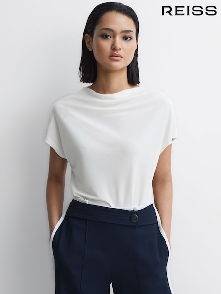Cream - Reiss Poppy High Neck Jersey Top