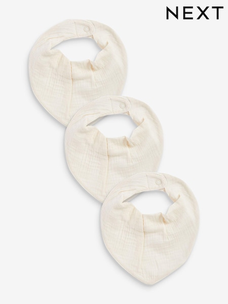 Cremefarvet - Muslin Baby Dribble Bibs 3 Pack (T84452) | DKK65