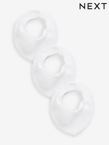 White Muslin Baby Dribble Bibs 3 Pack (T84899) | INR 728