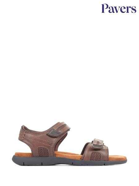Pavers Brown Adjustable Touch Fastening Sandals (T85241) | €53