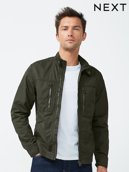 Khaki Green Shower Resistant Utility Shacket (T86075) | €18