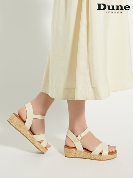 Dune London White Wide Fit Linnie Cross-Strap Flatform Sandals (T87530) | €101