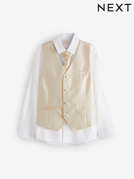 Gold - Waistcoat, Shirt & Cravat Occasion Set (12mths-16yrs) (T87541) | 9 € - 11 €
